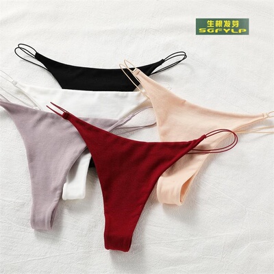 生根发芽细带性感丁字裤欧美款双层纯棉T型持久夜店低腰女士内裤