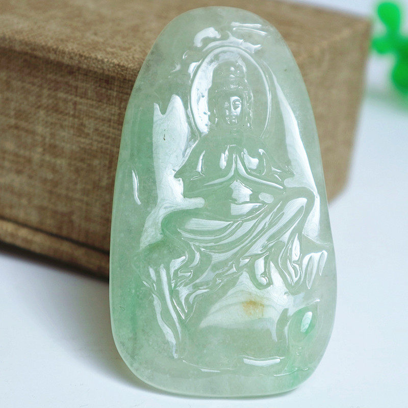 天然缅甸A货翡翠生肖牛吊坠男女款冰种玉石项链浅绿色珠宝玉挂件