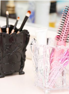 雕花复古风格蝴蝶雕花立体刷具筒 化妆品收纳盒首饰盒