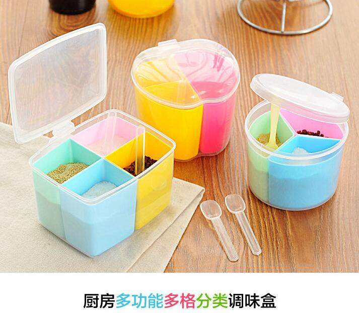 厨房用品塑料调味盒四格圆形调料盒可拆式调味瓶配小勺,厨房/烹饪用具,调味瓶罐/调料研磨器,淘宝优惠券,粉丝福利购,淘宝优惠卷