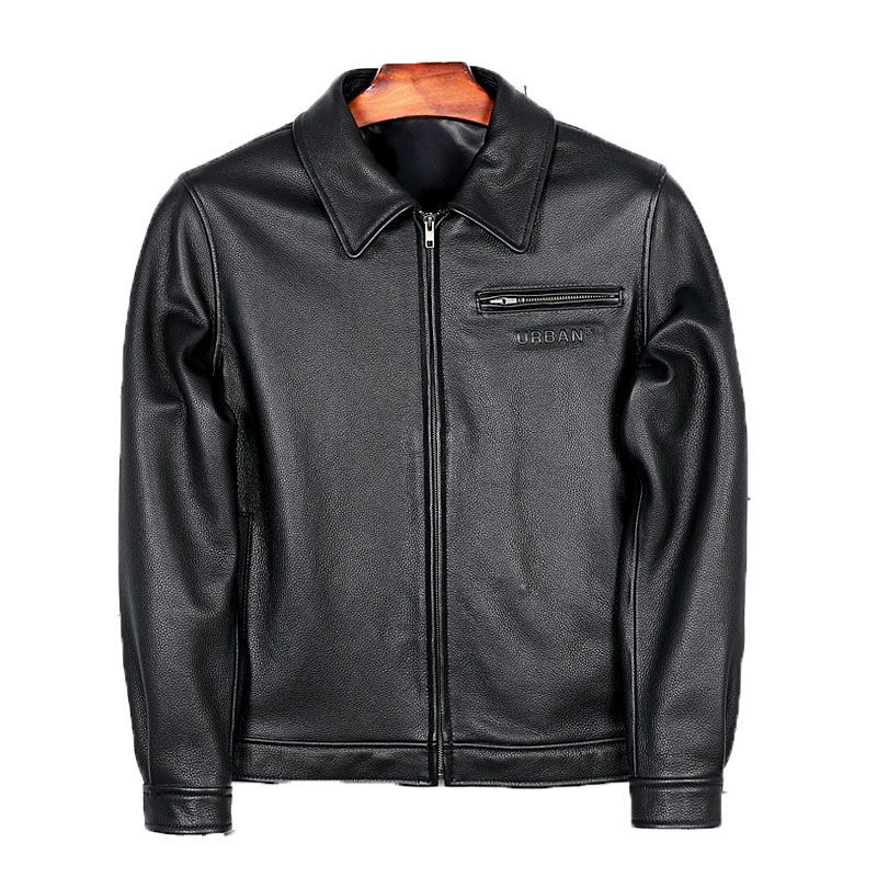 清仓胎牛皮真皮皮衣头层牛皮翻领短款修身加棉机车皮夹克皮外套男