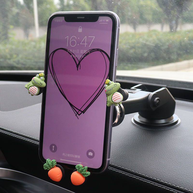 创意女用汽车手机架吸盘式导航卡通手机座出风口仪表台