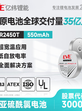 EVE亿纬锂能 ER2450T电池一次性容量500mAh胎压监测锂电池 3.6V