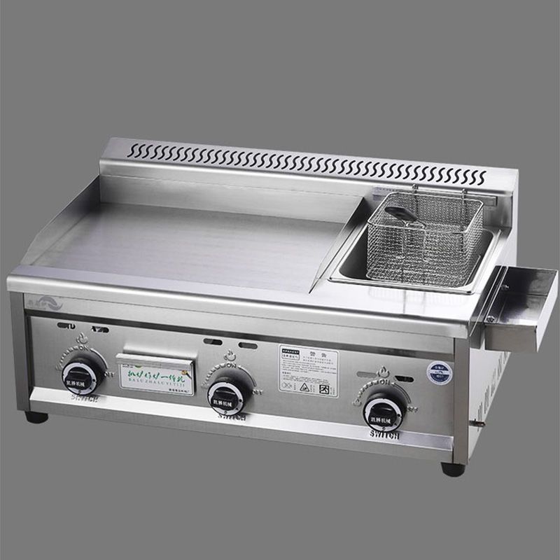 手抓饼机器燃气铁板烧铁板商用摆摊煤气铁板扒炉炸炉油炸锅一体机