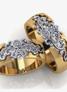 Elegant Gold Color Inlaid Zircon Hollow Women Rings Fashion