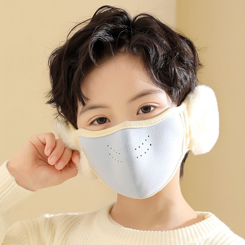 保暖口罩秋冬新款女高颜值纯棉加绒透气防寒防风二合一耳罩面罩