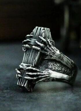 Vintage Coffin Ghost Claw Vampire Ring Devil Made Old Openin