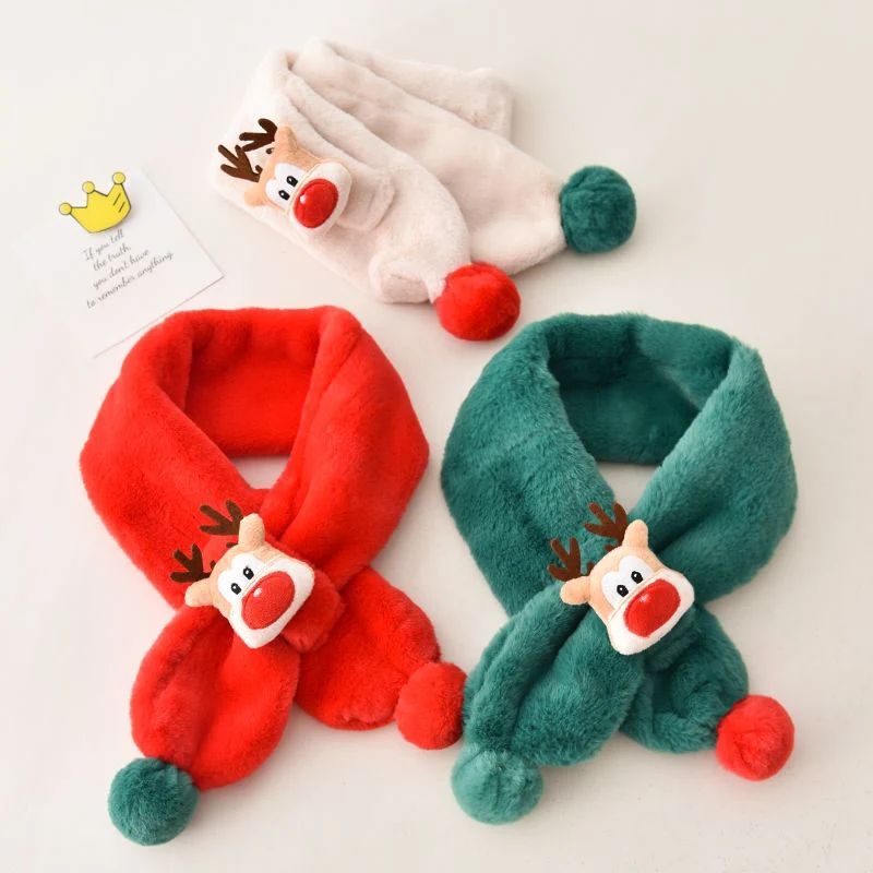 Children's Warm and Cute Christmas Deer Scarf for Autumn and