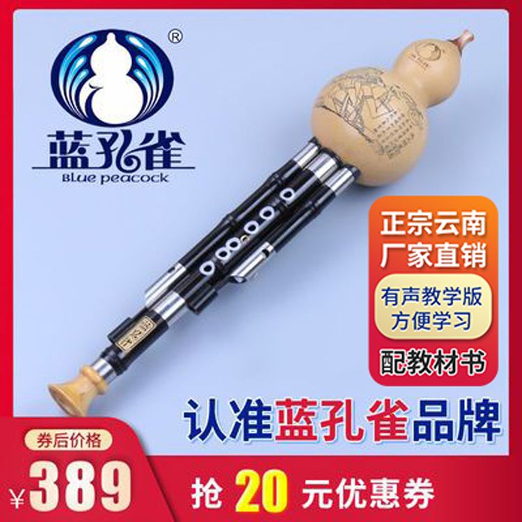 蓝孔雀葫芦丝黑檀镶孔D C调降B G F云南民族乐器成人儿童学生初学