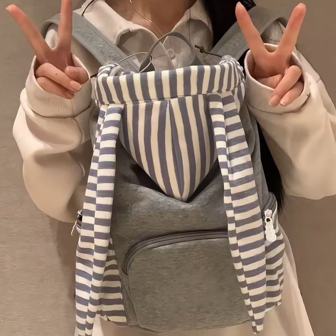 秋冬新款奶呼呼小兔子耳朵双肩包高颜值精致少女上班上课通勤背包