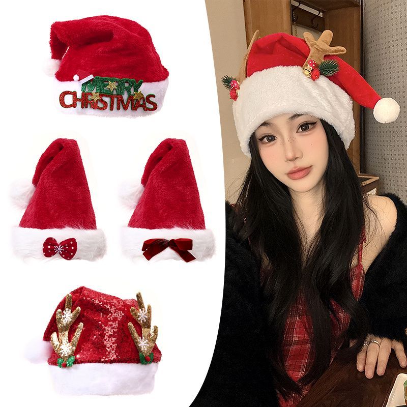 圣诞帽成人氛围感蝴蝶结字母女2024新款节日装扮头饰拍照道具