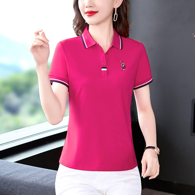 宽松polo衫翻领上衣绣花大码t恤