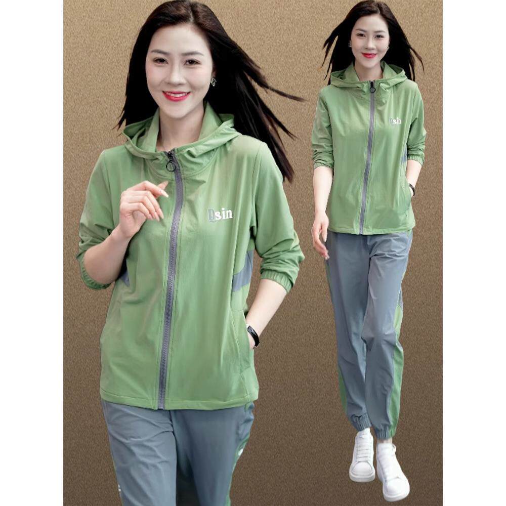 运动套装女2025新款春秋时尚洋气长袖开衫跑步春装休闲服减龄整套