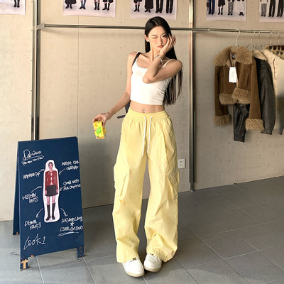 奥莱MAXSMLA25年春夏新款 多巴胺彩色复古街头工装宽松拖地伞兵