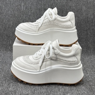 加绒老爹鞋 欧洲站2025新款 爆款 欧货增高小白鞋 女潮 真皮厚底松糕鞋