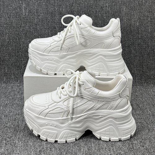 欧洲站2025新款真皮松糕厚底小白鞋欧货增高爆款白色休闲老爹鞋女