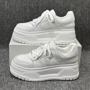 欧洲站2026春季新款增高棉鞋欧货真皮板鞋厚底松糕底加绒小白鞋女