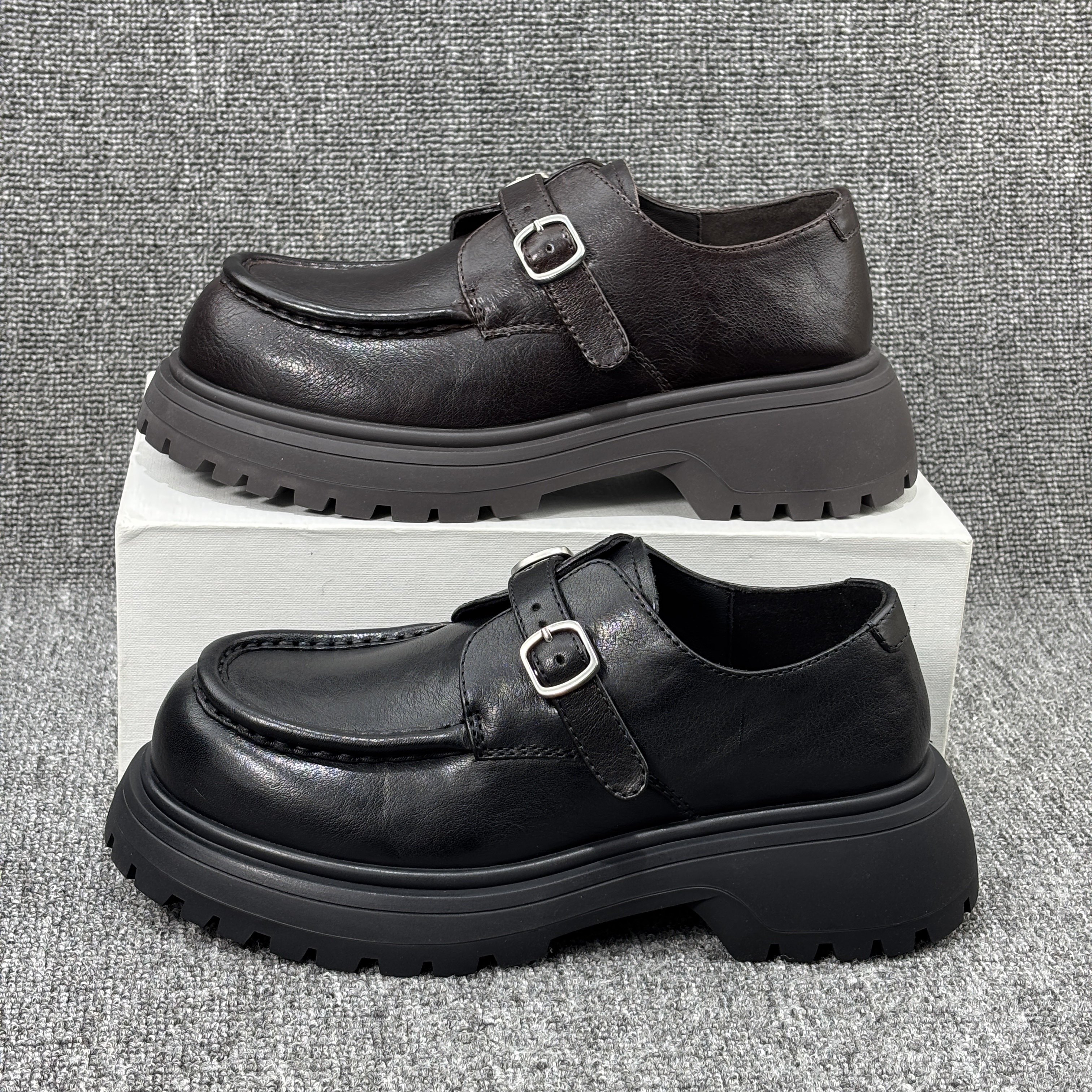 欧洲站2026新款厚底乐福鞋复古英伦风大头小皮鞋女单鞋欧货德比鞋