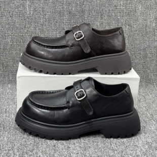 欧洲站2026新款厚底乐福鞋复古英伦风大头小皮鞋女单鞋欧货德比鞋