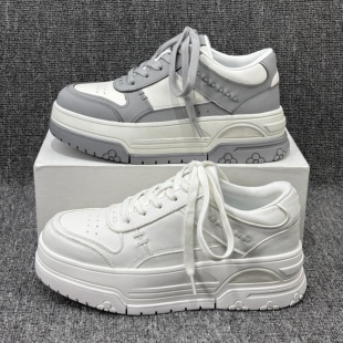 欧货编织厚底松糕底小白鞋 增高轻便真皮板鞋 女 新款 欧洲站2026春季