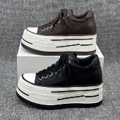 欧洲站9CM内增高女鞋 欧货 小个子真皮厚底松糕小白鞋 2025秋季 新款