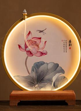 观音佛像发光背光灯家用佛堂神台圆形背景灯佛像灯圈底座禅意装饰