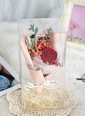 永生花真花教师节礼物玫瑰满天星套装礼盒家居寝室装饰品拍照道具