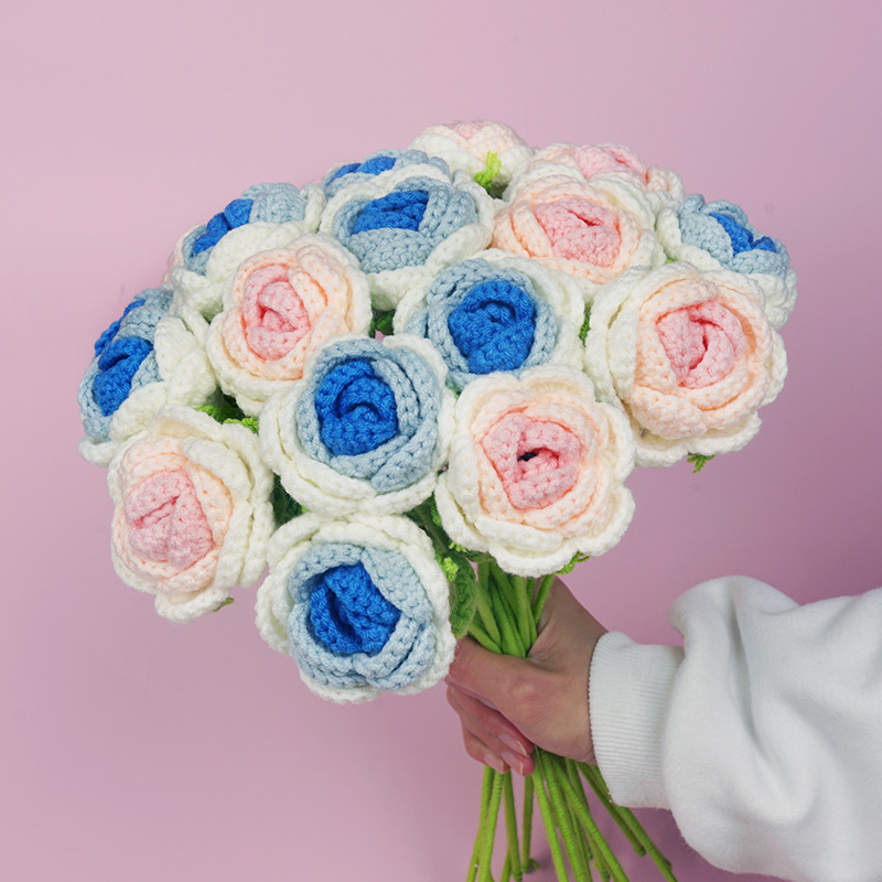 成品手工编织玫瑰花情人节礼物