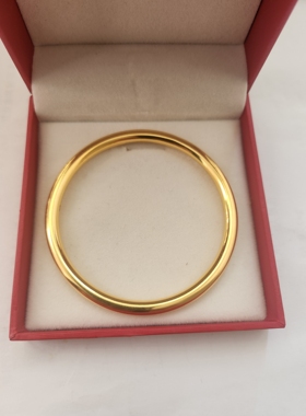 热款18k素圈亮面卡4手镯au750实心不脱模女款经典传承百搭送女友