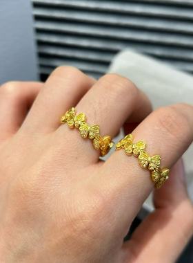 通体纯18k蝴蝶戒指au750 高级小众百搭时尚设计感轻奢璀璨高级感