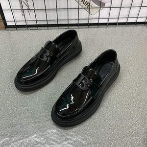 漆皮豆豆鞋男真皮商务休闲皮鞋厚底春秋2026新款亮面透气乐福鞋男