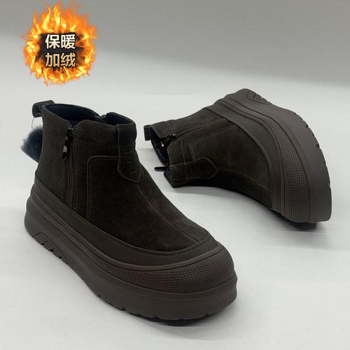 冬季新款羊毛保暖休闲厚底男棉鞋