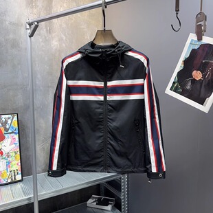 欧洲站春季新款轻奢潮流时尚个性印花男士修身夹克外套精神帅气