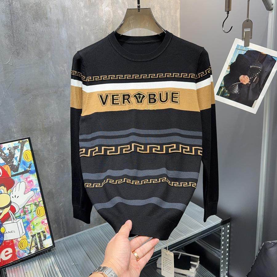 断码清仓~欧洲站新款轻奢品质烫钻男修身针织毛衣长袖打底衫