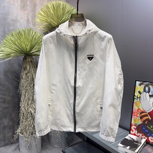 清仓断码~春秋款潮流时尚个性男修身印花夹克连帽外套轻奢欧货