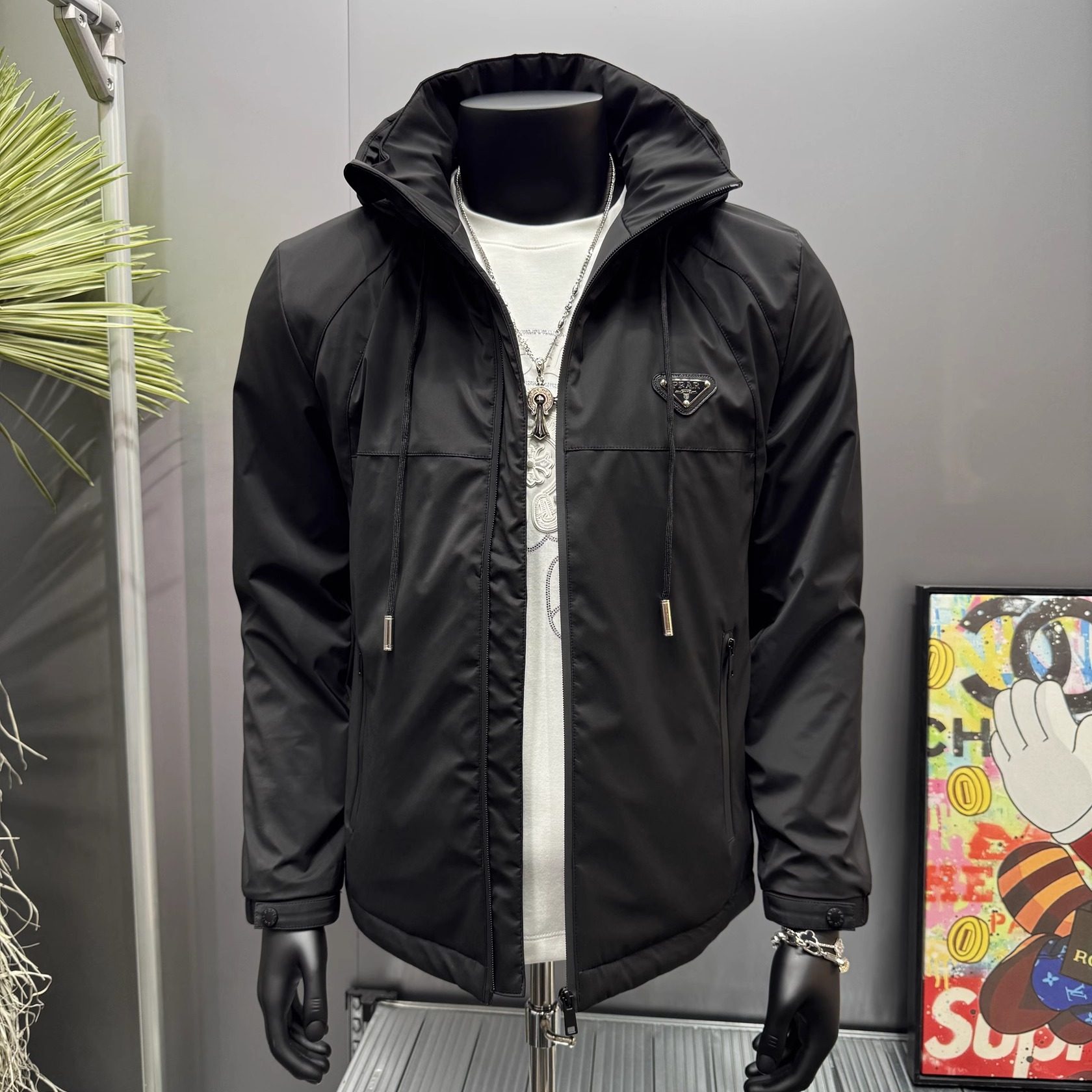 男士连帽轻薄保暖棉服厚外套夹克