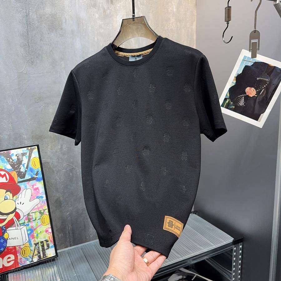 欧洲站2025春秋新款欧货轻奢品质潮印小熊烫钻男短袖圆领修身T恤