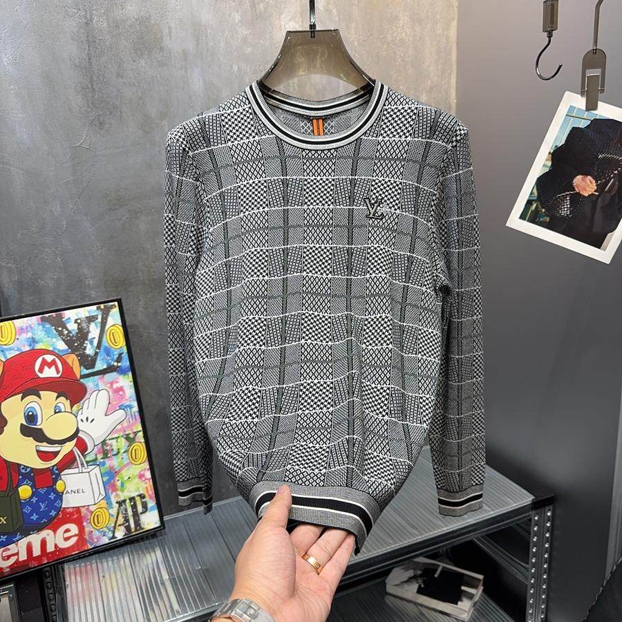 断码清仓~欧洲站新款轻奢品质彩织男修身针织毛衣长袖打底衫