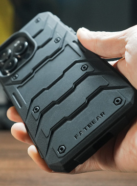 肥熊灰人适用于苹果iPhone13/mini/Pro/MAX战术防摔手机壳石墨烯降温保护套军事机能风格手机套