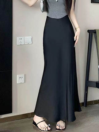 2025 Summer New High-End Fashion Elegant Skirt for Women, High-Waisted, Hip-Covering, Drapey, Body-Hugging Fishtail Long Skirt