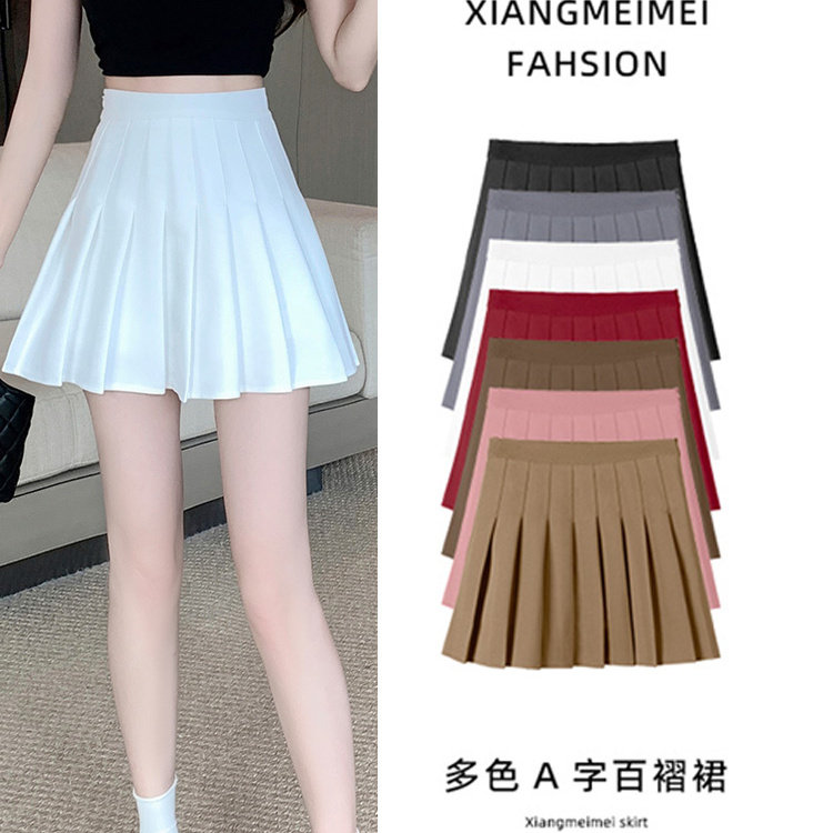 甜美白色百褶裙女2025春夏高腰半身裙学生jk短裙显瘦西装a字裙子图片