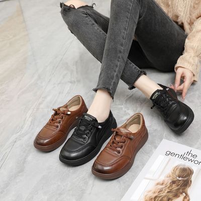 艾度厚底单鞋头层牛皮软底女鞋子
