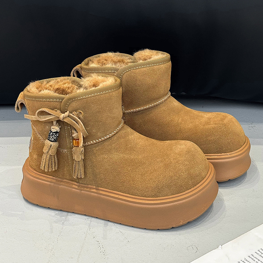 真皮厚底雪地靴加厚保暖棉鞋东北