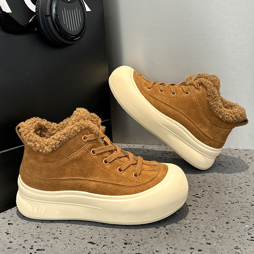 厚底雪地靴真皮加绒毛毛鞋棉鞋女