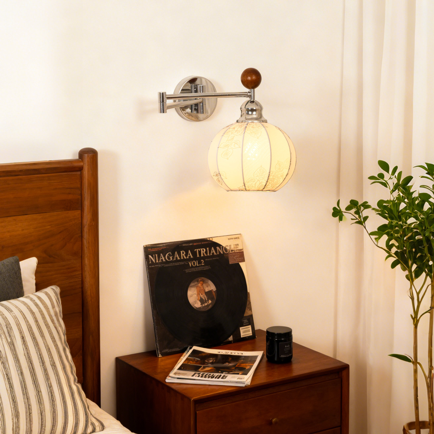 卧室床头壁灯2026年新款中古风法式布艺花纹复古客厅书房墙灯441