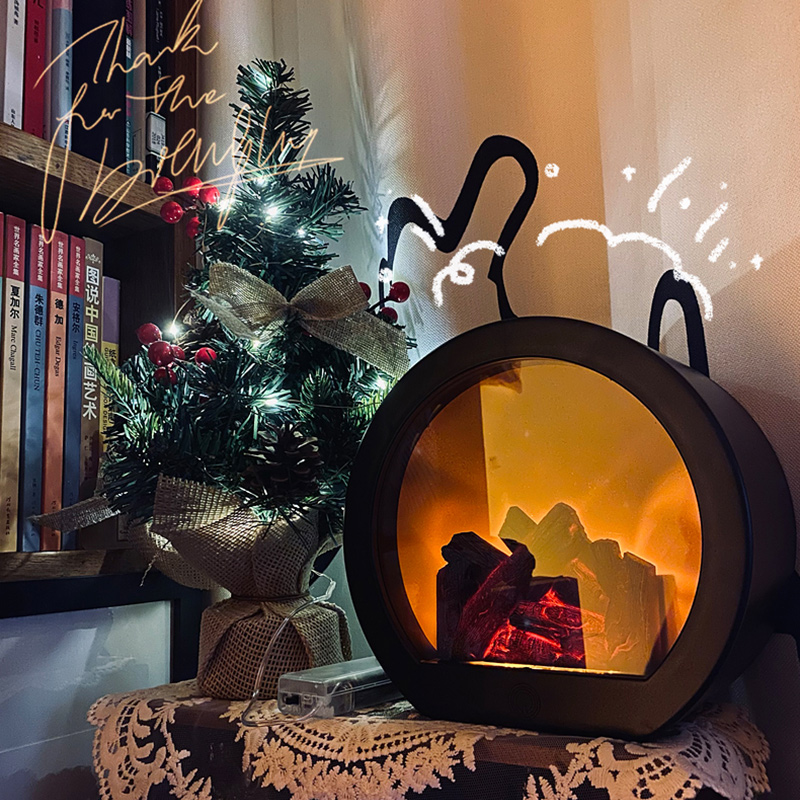 仿真火焰灯氛围灯小夜灯卧室床头创意壁炉台灯复古桌面装饰灯