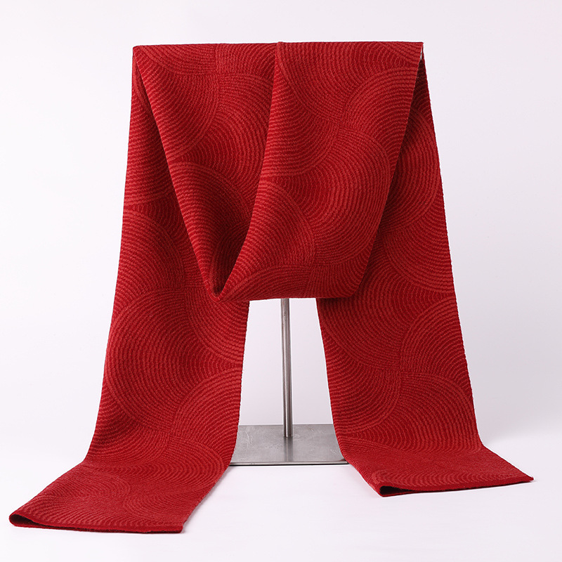 2023高档100%纯羊毛围巾男士冬季时尚纹理保暖潮流针织围脖礼盒装