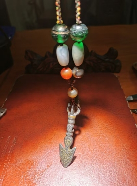 12720藏传老天铁错金工艺金刚橛多宝项链