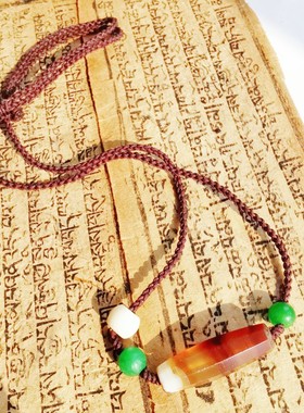 10027缠丝玛瑙锁骨链琉璃车料珠隔珠古珠收藏保老保真女百搭日常