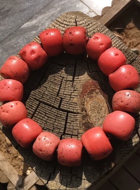 45291清代高仿海鲜老琉璃大桶珠手串男款古董文玩配饰收藏品老物